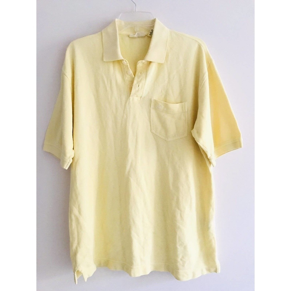 Dockers | Mens Yellow Short Sleeves Button Front Collar Henley Polo Shirt Size M